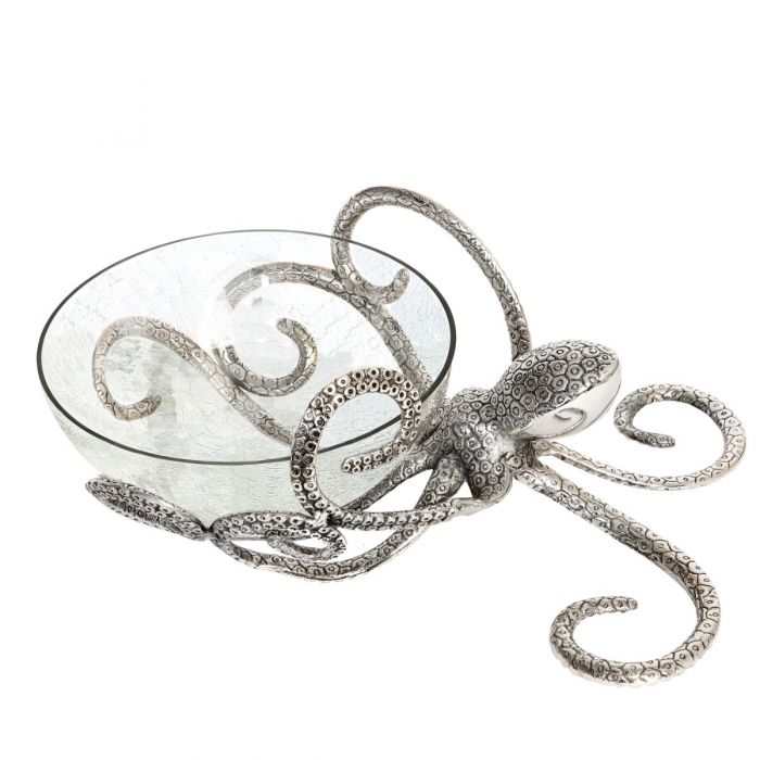Mini Octopus Stand and Crackled Glass Bowl
