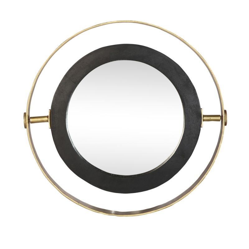 Black Frame Large Round Orion Mirror, Large Round Mirror With Wood Frame